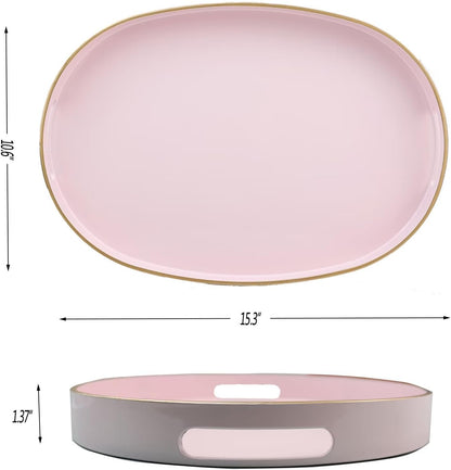 Green Decorative Tray with Handles, Versatile Serving Tray for Coffee Table, Ottoman, Ideal for Serving, Displaying, Organizing, 15.7"*10.2"*1.57"