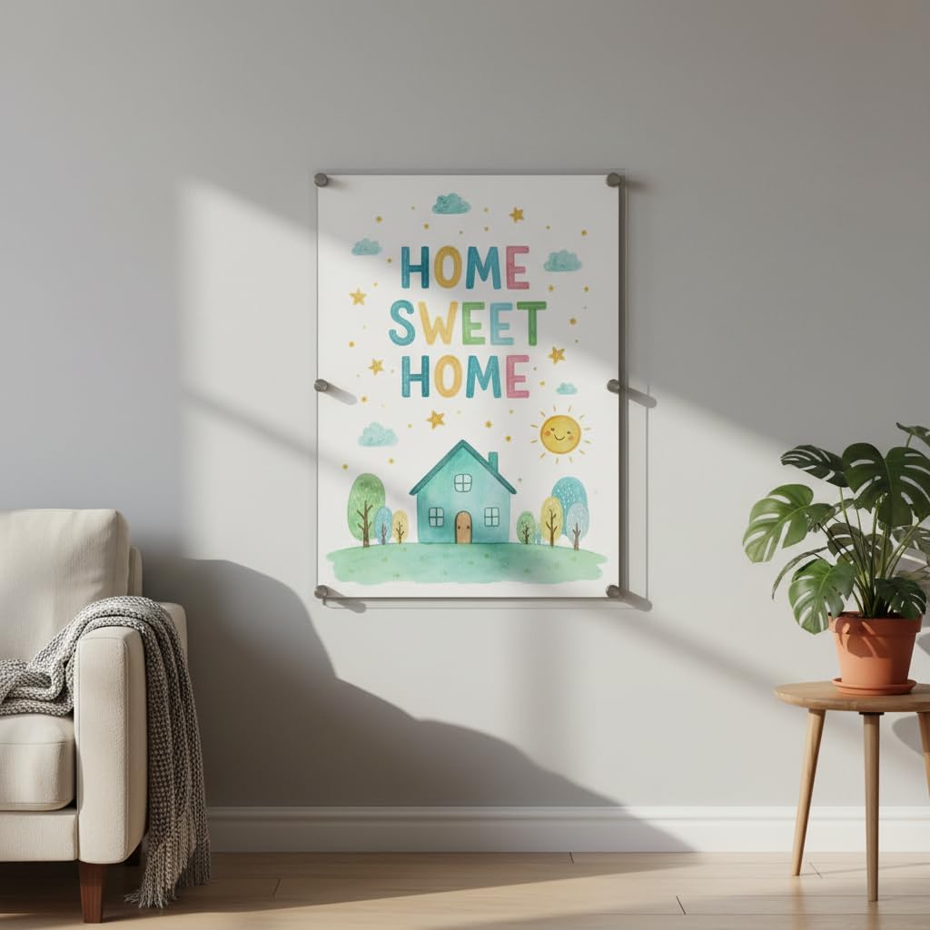 Azar Displays,105536, Floating Acrylic Wall Frame with Silver Hardware Stand Off Caps, Clear Hanging Photo Frame Display Mount with Frameless Border, Glass-Like Frame for Large Prints, 24" x 36"