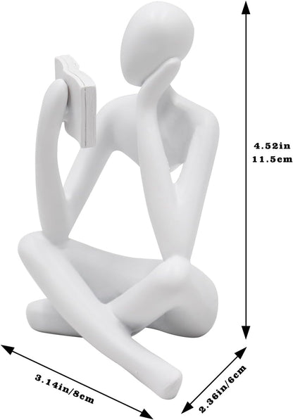 Jinkoozz Reading Women Statue, Thinker Sculptures, Abstract Art Ornament, Modern Aesthetic Figurine Decoration, Suitable for Home Living Room Bedroom Office Shelf Table Desk Bookshelf Decor