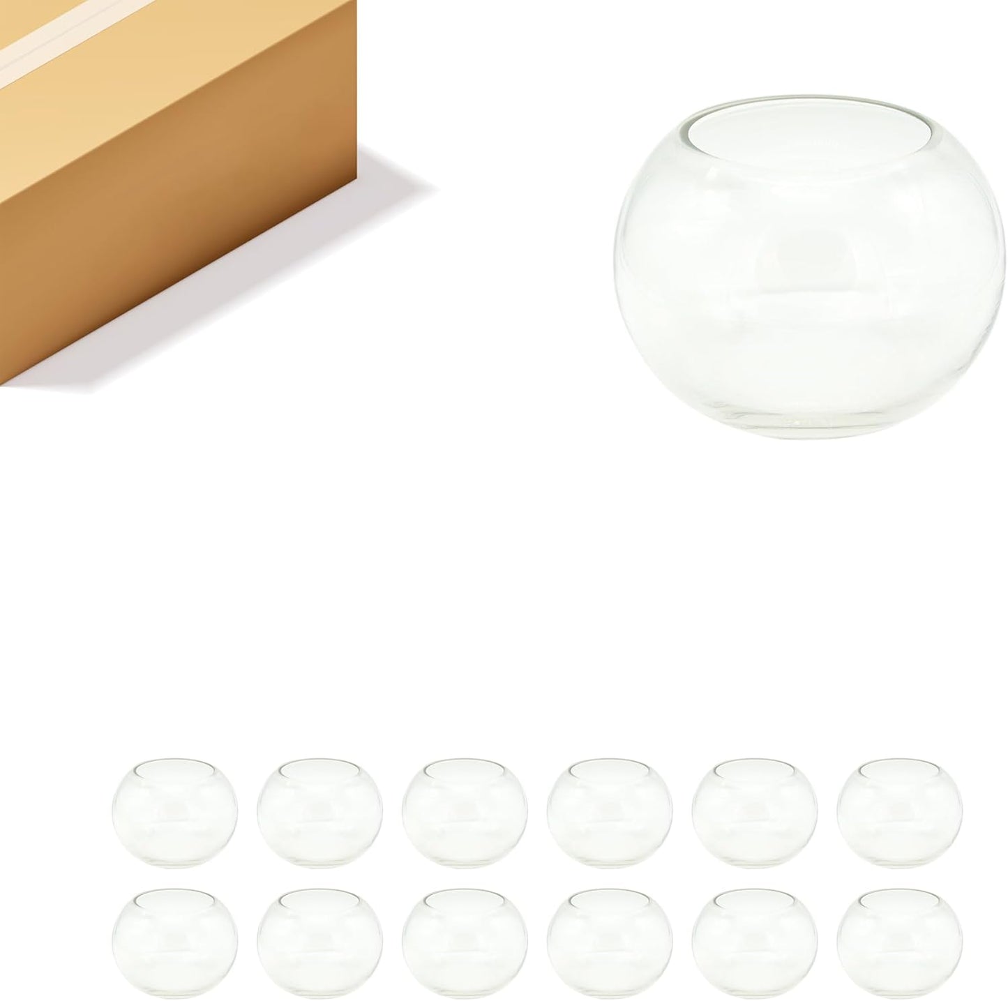 WGV Bowl Glass Vase, Diameter 6", Height 4.5", Open Width 4", (Multiple Sizes Choices) Clear Bubble Planter Terrarium Fish Bowl for Wedding Event Home Decor, 1 Piece (VBW0006A)