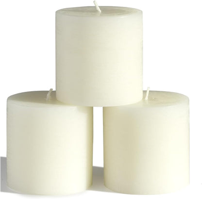 CANDWAX 3x4 inch Pillar Candles Set of 3 – Unscented Dripless Rustic Dark Blue Candles for Room Decor, Weddings, Centerpieces