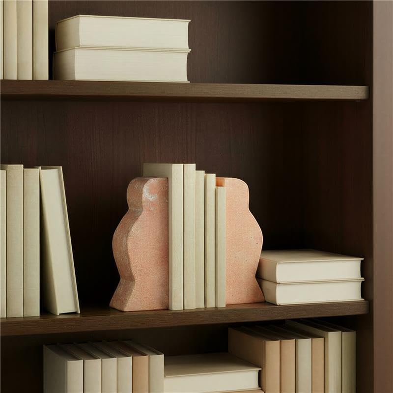 Creative Co-Op Decorative Travertine Wave Bookends, Natural, Set of 2