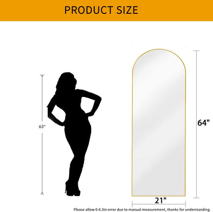 Dewfig Arched Full Length Mirror, 76"x34" Large Floor Mirror, Full Body Mirrors for Leaning or Hanging, Standing Mirrors for Bedroom, Living Room,Dressing Room, Aluminum Alloy Frame, Black
