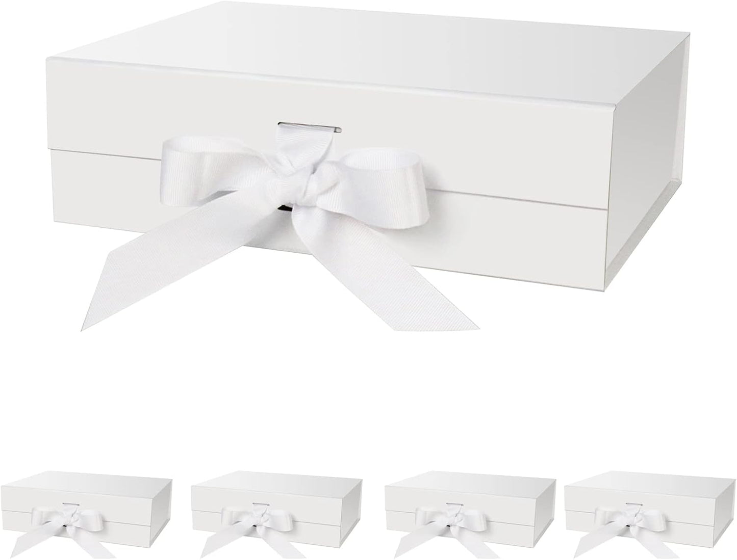 DaiJoob Gift Box with Lid for Presents 10.5x7.5x3.1 Inches with Ribbon and Magnetic Closure(1-Pack) (Black)