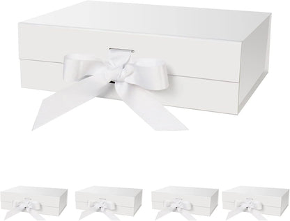 DaiJoob Gift Box with Lid for Presents 10.5x7.5x3.1 Inches with Ribbon and Magnetic Closure(1-Pack) (Black)