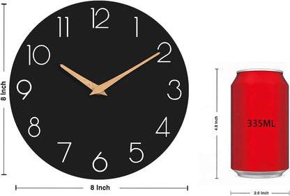 cicininc Wall Clock, Gray Silent Non-Ticking, Decorative Battery Operated Wall Clocks for Bedroom, Kitchen, Home, Office, School, Hotel (8 Inch)