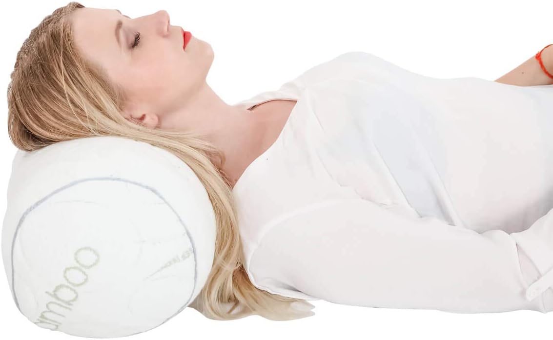 Kingnex Bolster Roll Pillow for Sleeping on Back or Side Under Knee to Relief Lower Back Pain Between Legs for Side Sleepers Cylinder Pillow with Removable Cover 20x8