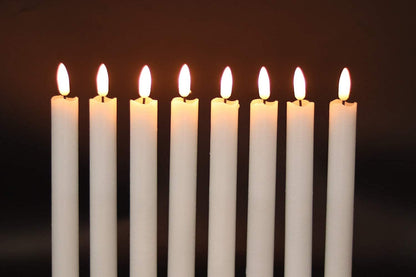 GenSwin Flameless Ivory Taper Candles Flickering with 10-Key Remote, Battery Operated Led Warm 3D Wick Light Window Candles Real Wax Pack of 6, Christmas Home Wedding Decor(0.78 X 9.64 Inch)