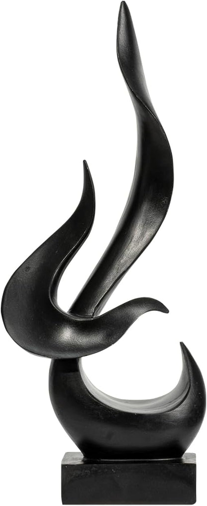 Black Fire Flame Sculpture, Modern Abstract Resin Statue, Art Statue Home Decor for Living Room TV Stand Coffee Table Shelf Accents Decor.
