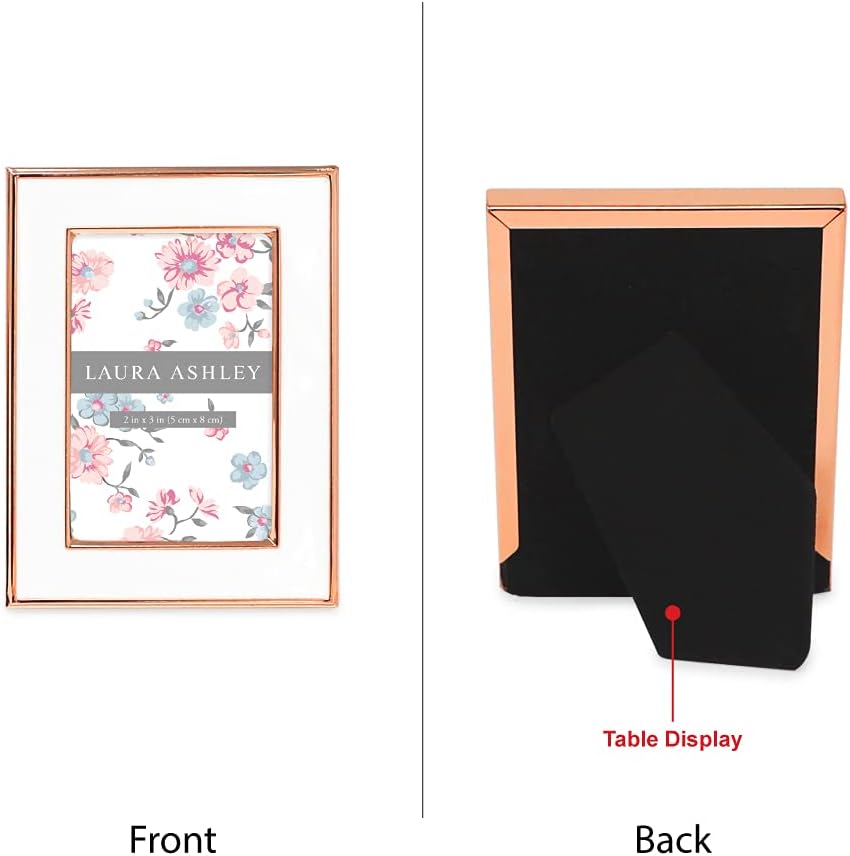 Laura Ashley 5x7 Navy Enamel Picture Frame, Gold Metal Edge with Easel, for Countertop, Counterspace, Tabletop Display, Bookshelf, Desk, Wall Décor, Photo Gallery (5x7, Navy W/Gold)