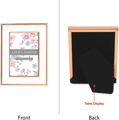 Laura Ashley 5x7 Navy Enamel Picture Frame, Gold Metal Edge with Easel, for Countertop, Counterspace, Tabletop Display, Bookshelf, Desk, Wall Décor, Photo Gallery (5x7, Navy W/Gold)