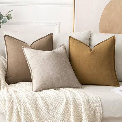 MIULEE Decorative Linen Euro Sham Pillow Covers 26x26 Cream White Boho Farmhouse Neutral Couch Throw Pillows for Bed Pack of 2 Accent Modern Pillowcase Sofa Livingroom Home Decor
