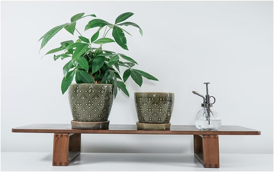 Docrin 3-Pack Ceramic Planters Set - 6.5"+5.3"+4" Dual-Tone Flower Pots with Drainage Holes, Modern Indoor Outdoor Planters for Succulents/Herbs/Large Plants, Home Office (Brownish Black & White)