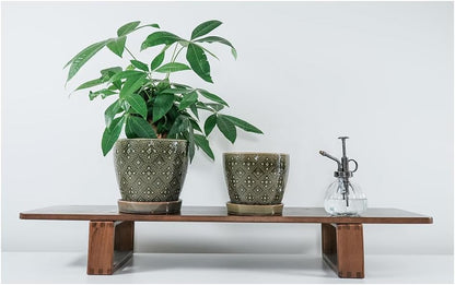 Docrin 3-Pack Ceramic Planters Set - 6.5"+5.3"+4" Dual-Tone Flower Pots with Drainage Holes, Modern Indoor Outdoor Planters for Succulents/Herbs/Large Plants, Home Office (Brownish Black & White)