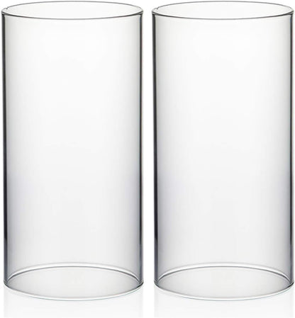 WGVI Hurricane Candle Holder Sleeve, Wide 4", Height 8", Clear Glass Cylinder Candleholder, Chimney Tube, Open Ended Candle Shade, 1 Piece - Colors B