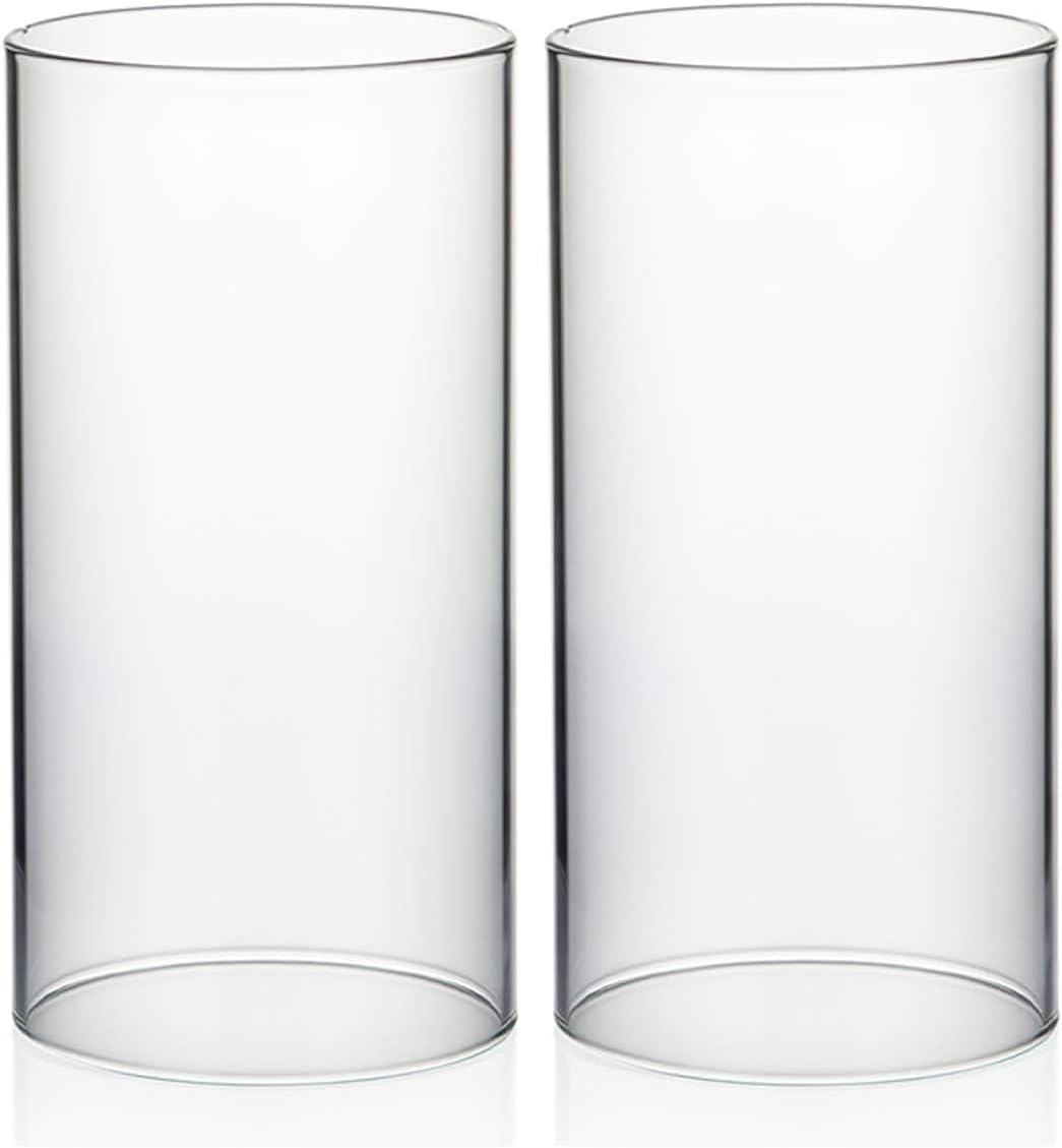 WGVI Hurricane Candle Holder Sleeve, Wide 4", Height 10", Clear Glass Cylinder Candleholder, Chimney Tube, Open Ended Candle Shade, 1 Piece - Colors B