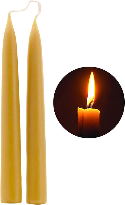 Natural Beeswax Taper Candles, DEYBBY Smokeless and Dripless Beeswax Candles, Long Lasting Burning, Nontoxic, 8 inch, 6 Pack