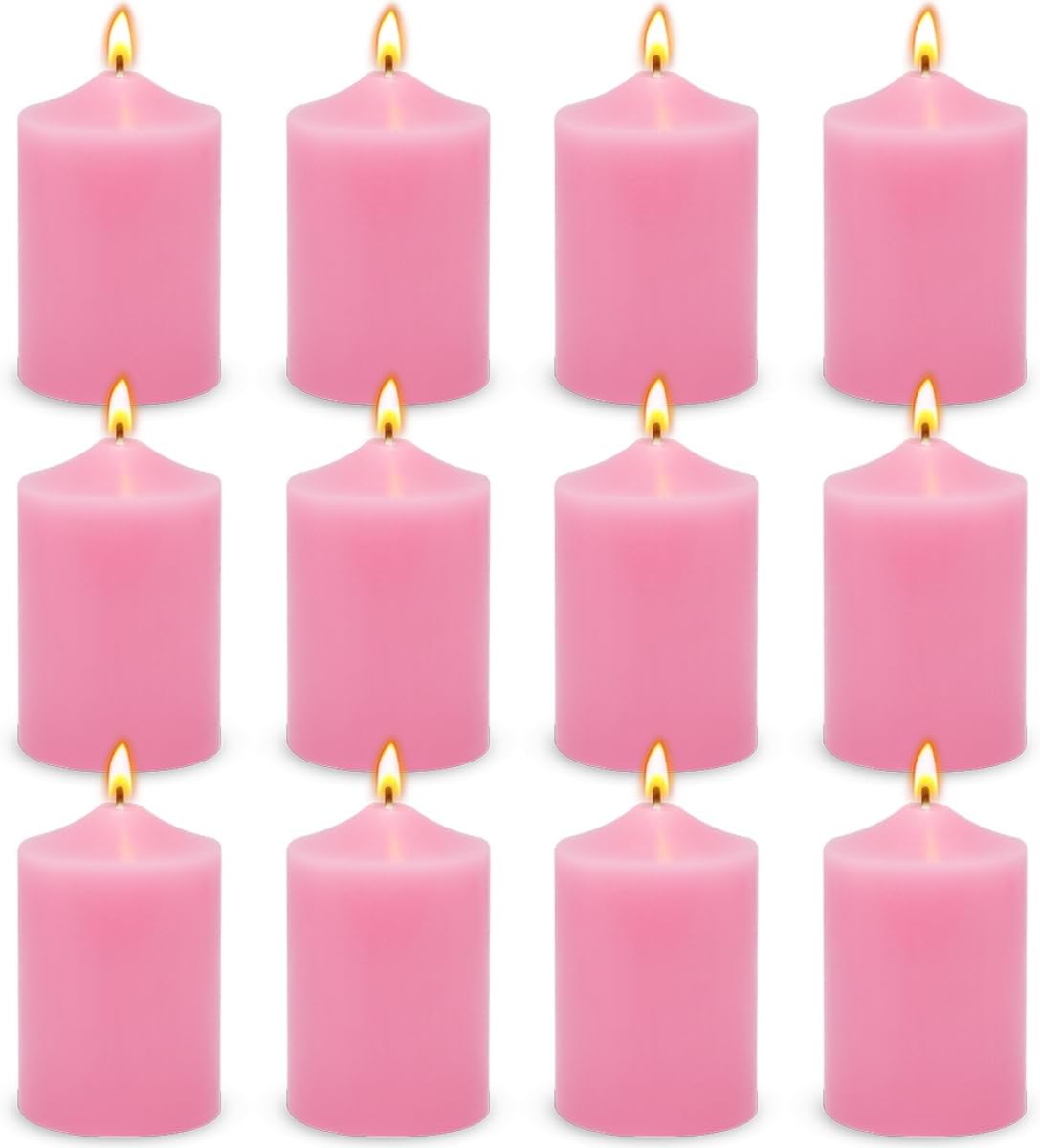 12 Pack Ivory 2x3 Inch Pillar Candles, 22 Hours Unscented Column Candles, Dripless Smokeless Unscented Candles for Home Weddings Restaurant Spa Church and Emergency