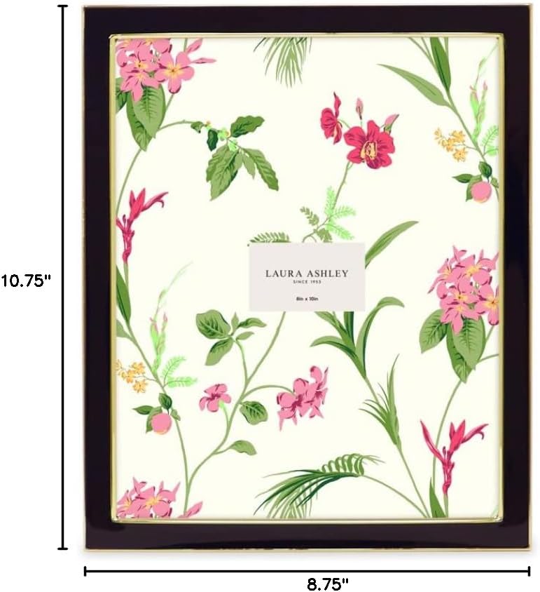 Laura Ashley 5x7 Navy Enamel Picture Frame, Gold Metal Edge with Easel, for Countertop, Counterspace, Tabletop Display, Bookshelf, Desk, Wall Décor, Photo Gallery (5x7, Navy W/Gold)