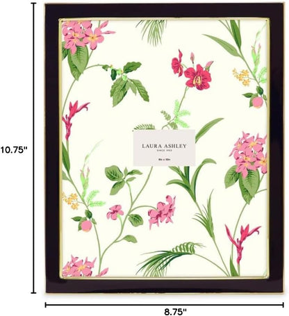 Laura Ashley 5x7 Navy Enamel Picture Frame, Gold Metal Edge with Easel, for Countertop, Counterspace, Tabletop Display, Bookshelf, Desk, Wall Décor, Photo Gallery (5x7, Navy W/Gold)