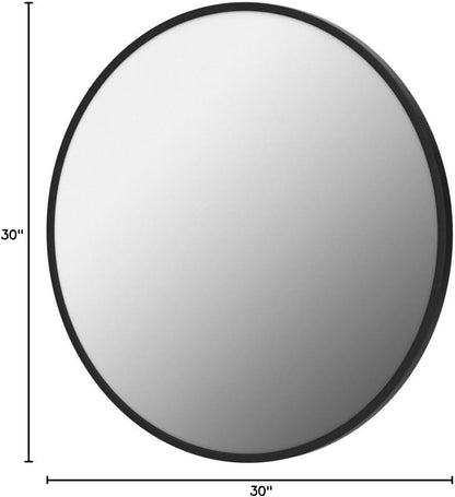 Itrue 12 Inch Small Round Decorative Wall Mirror, HD Silver-Coated Glass with Brushed Black Metal Frame, Minimalist Modern Accent Mirror for Vanity, Narrow Walls, Bathroom, Bedroom & Entryway