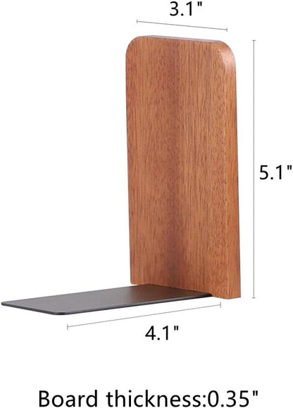Muso Wood Book Ends for Shelves, Non-Slip Bookends, Heavy Duty Wooden Bookend Support for Books and Movies (Walnut 1 Pair)