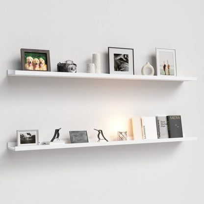 Boswillon Floating Shelves Wall Mounted Set of 2, Modern Black Wall Shelves for Storage with Lip, Display Picture Ledge Shelf for Wall Decor Bedroom Living Room Bathroom Kitchen
