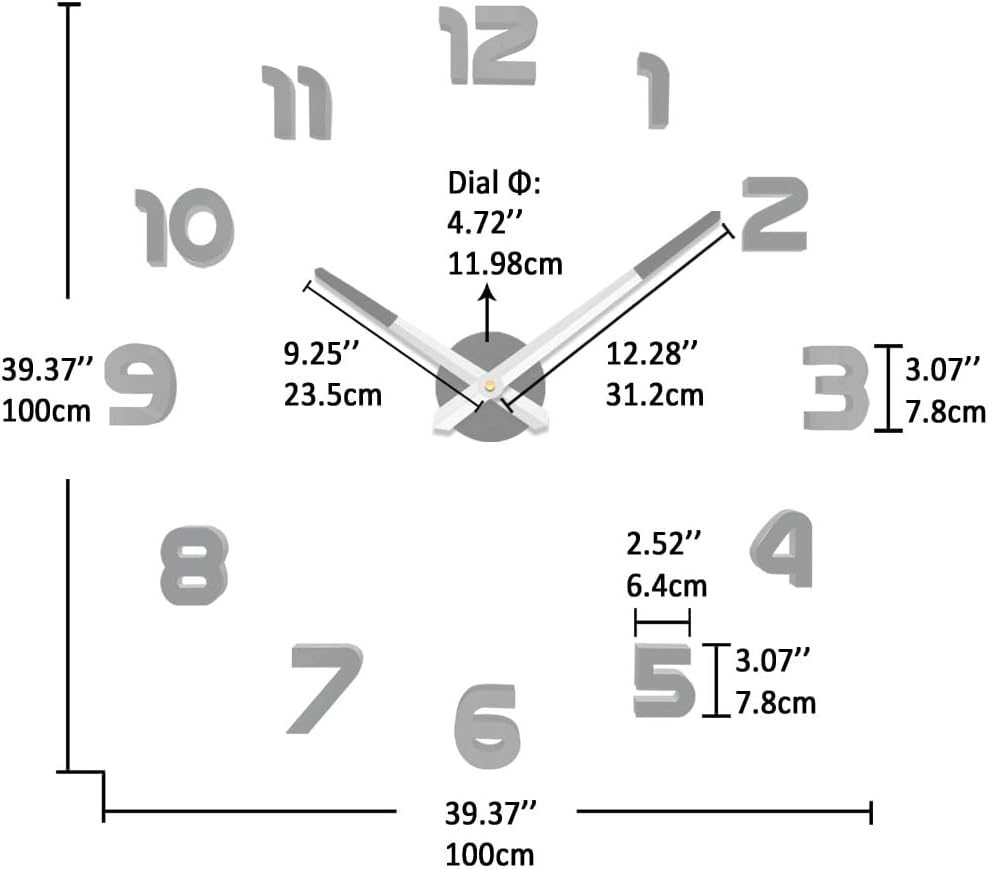 VANGOLD Large Wall Clocks for Living Room Decor, Decorative Wall Clocks Battery Operated (Black Wall Decor)