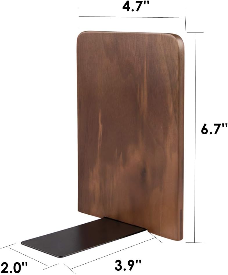 Pandapark Wood,Non-Skid Bookend for Shelves,Heavy Duty,Book Stand for CDs,1 Pair