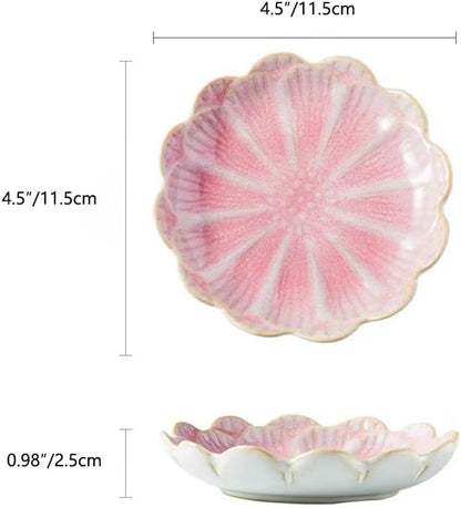 JAMEND CLXP Lotus Leaf Shape Decorative Ring Tray, Small Key Bowl, Ceramic Trinket Tray Jewelry Dish Organizing Necklace Earrings, Home Decoration for Mom Best Friend Sister, Pink.