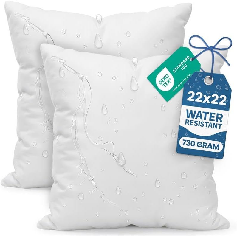 Utopia Bedding Outdoor Pillow Inserts 18 x 18 Inches (Pack of 4, White), Water Resistant Garden Throw Pillows for Patio and Porch Furniture