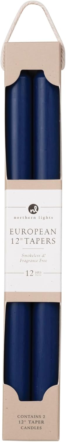 Northern Lights Candles - 12" 2PK Premium Tapers, Prairie Blue - 72865