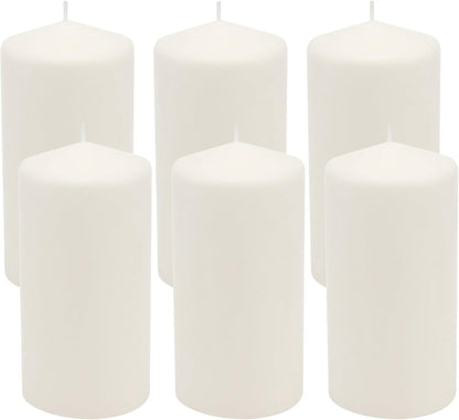 Stonebriar Unscented White Tall Pillar Candles, 65 Hour Burning Candle Pillars, Perfect for Decor, Weddings, Emergencies 3" X 6", 6 count