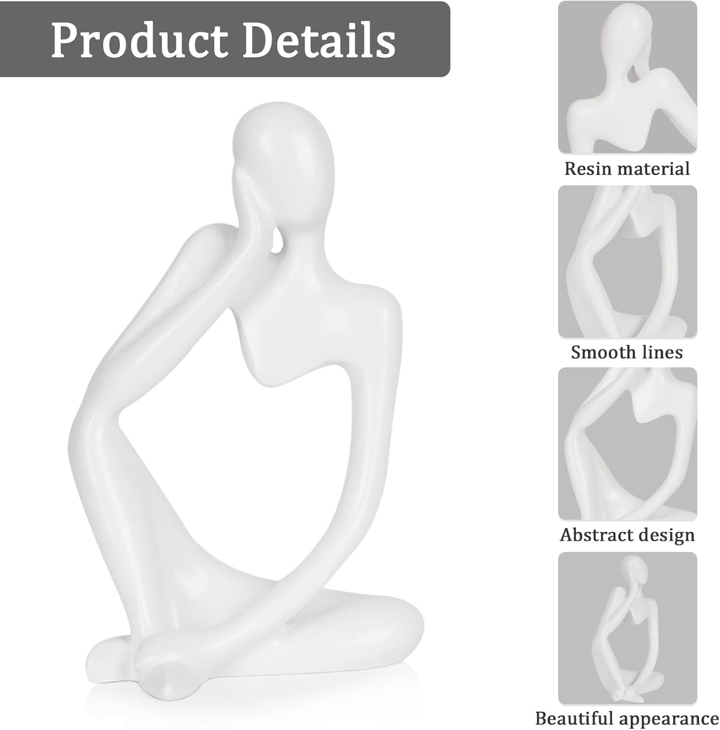 Sandstone Resin Thinker Style Abstract Sculpture Statue Collectible Figurines Home Office Bookshelf Desktop Decor(Small Sandstone,Left)
