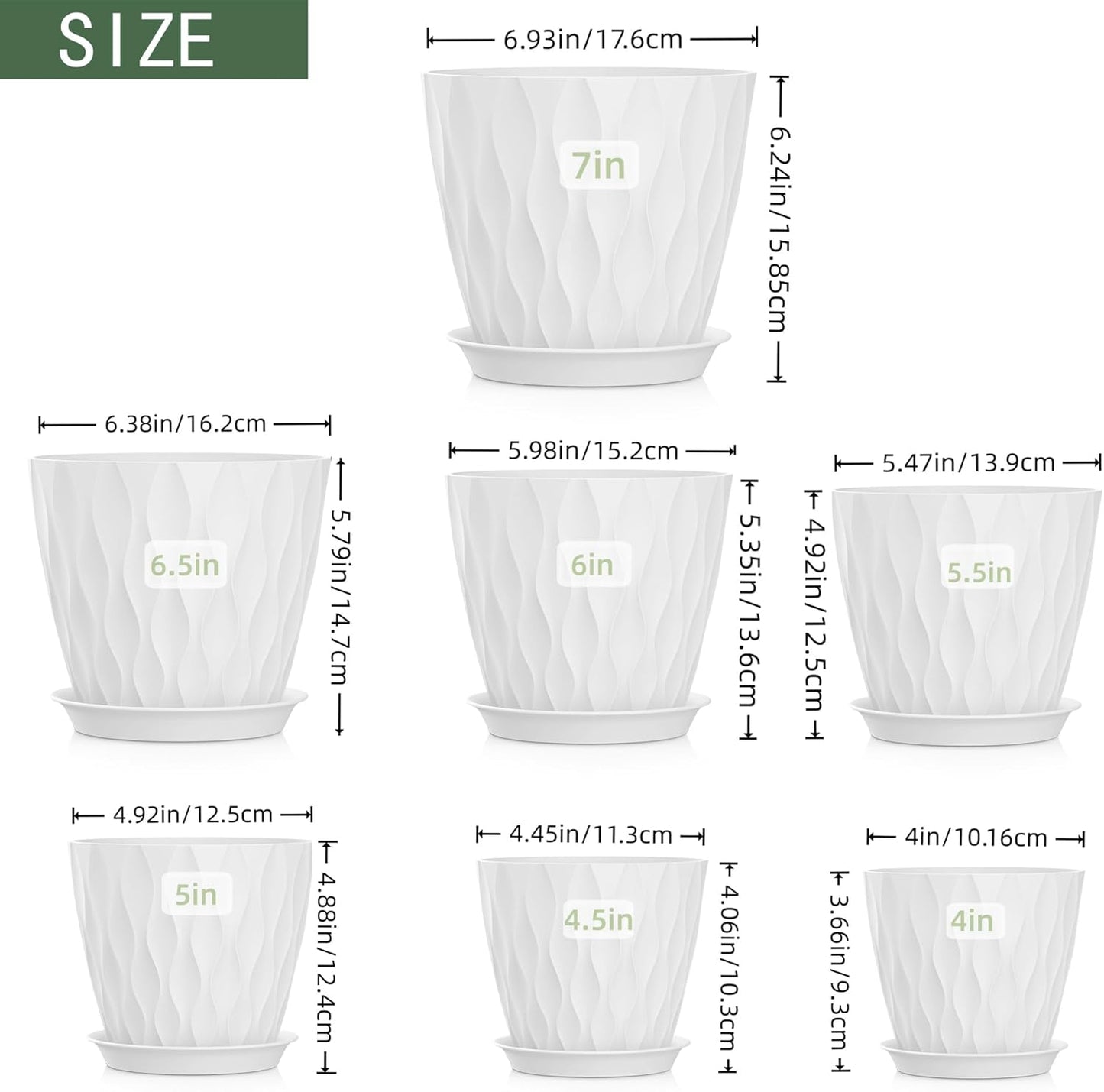4 Inch Plant Pots, 6 Pack Indoor Flower Pots, Planters with Drainage Holes and Trays for Orchids, Violets, Succulents, Herbs, and Other Plants,Corolful