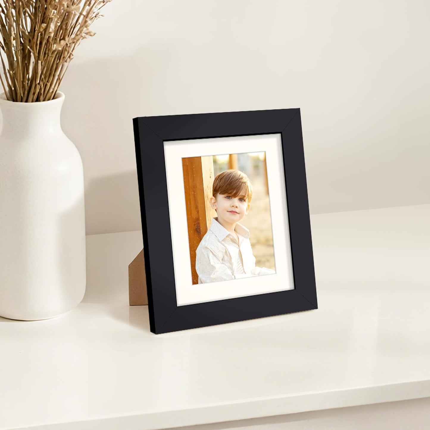 upsimples 8x10 Picture Frame, Display Pictures 5x7 with Mat or 8x10 Without Mat, Wall Hanging Photo Frame, Black, 1 Pack - Colors B