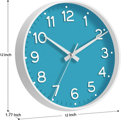 Roymnie Wall Clock Green, Silent Wall Clocks Battery Operated 8 Inch-Modern Non Ticking Analog Clock Decorative for Kitchen Office Bathroom Bedroom(Gold)
