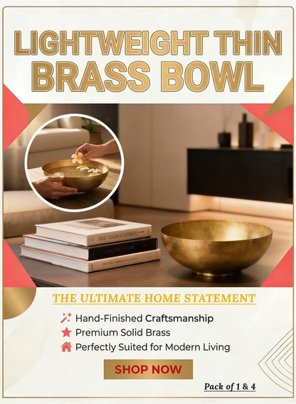 Serene Spaces Living Lightweight Antique Brass Decorative Bowl - Elegant Potpourri Catchall for Diwali Home Décor, Entryway and Dining Table, 2.75" Tall & 8" Diameter