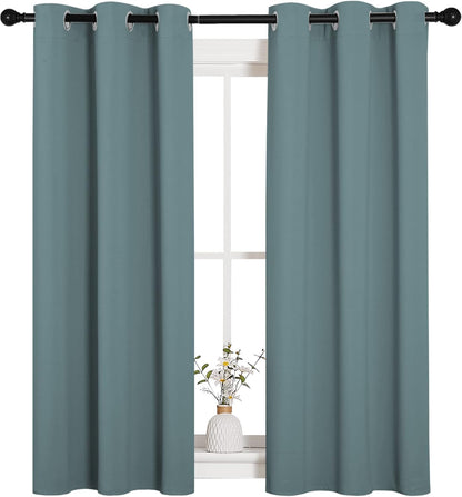 NICETOWN Halloween Pitch Black Solid Thermal Insulated Grommet Blackout Curtains/Drapes for Bedroom Window (2 Panels, 42 inches Wide by 63 inches Long, Black) - Colors C