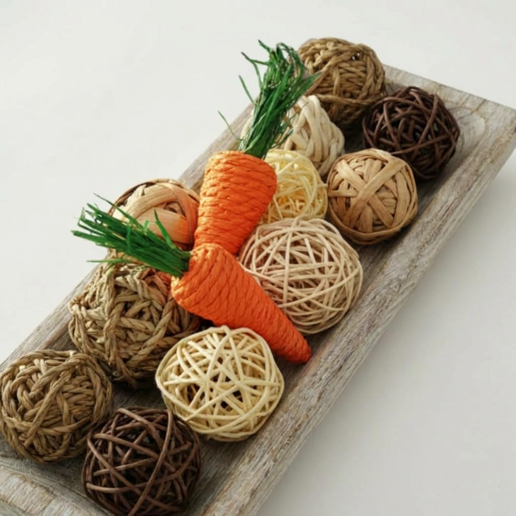 Rattan Balls for Bowl Filler Decor, 10 PCS Natural Handmade Wicker Decorative Orbs (2.8”–4.7”) for Vase, Centerpiece, Home Table & Wedding Party