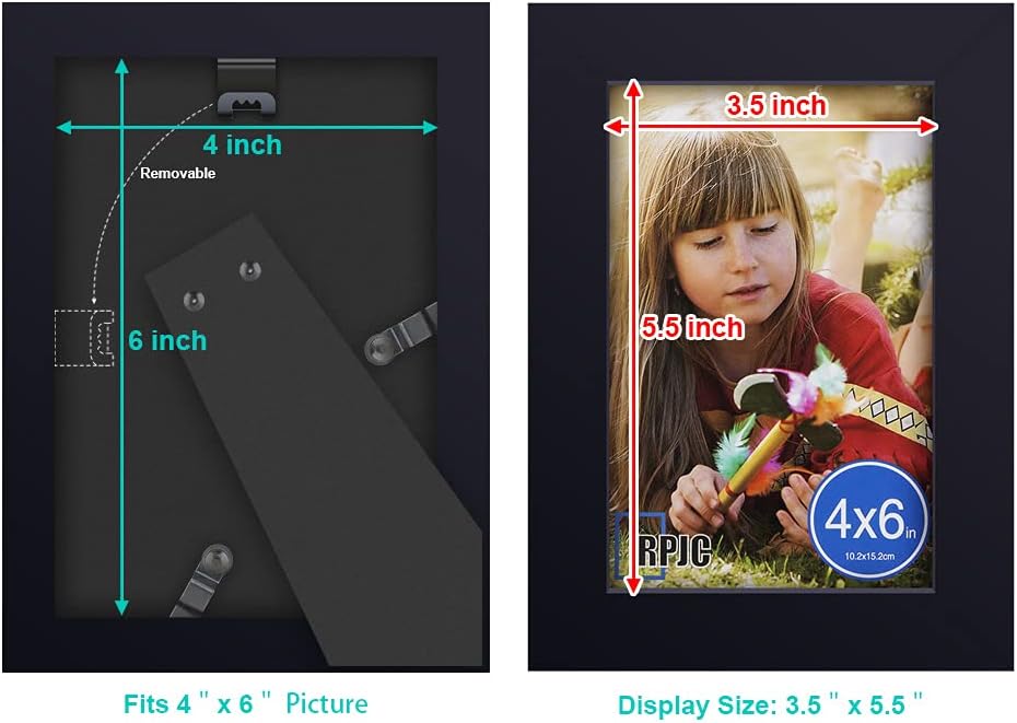 RPJC 5x7 Picture Frames Made of Solid Wood High Definition Glass for Table Top Display and Wall Mounting Photo Frame Black