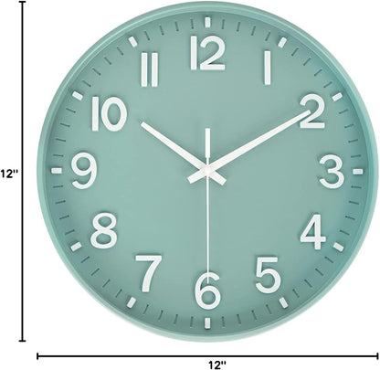 HZDHCLH Wall Clocks Battery Operated,12 inch Silent Non Ticking Modern Wall Clock for Living Room Bedroom Kitchen Office Classroom Decor (Olive Green and Gold)