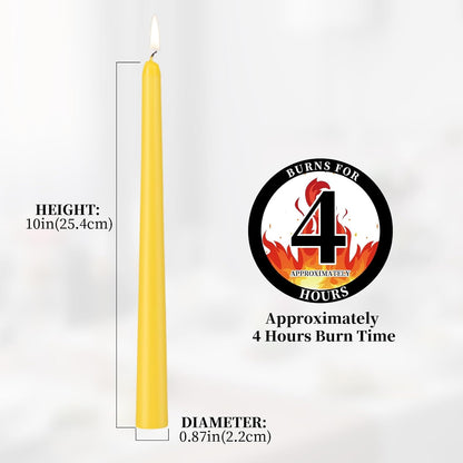 KONNI 0.87×10 Inch Ivory Taper Candles, Unscented and Smokeless Tall Candlesticks, 10 Pack Tapered Candles with Cotton Wicks, Long Burning, Ideal for Weddings, Dinner Parties, and Home Décor