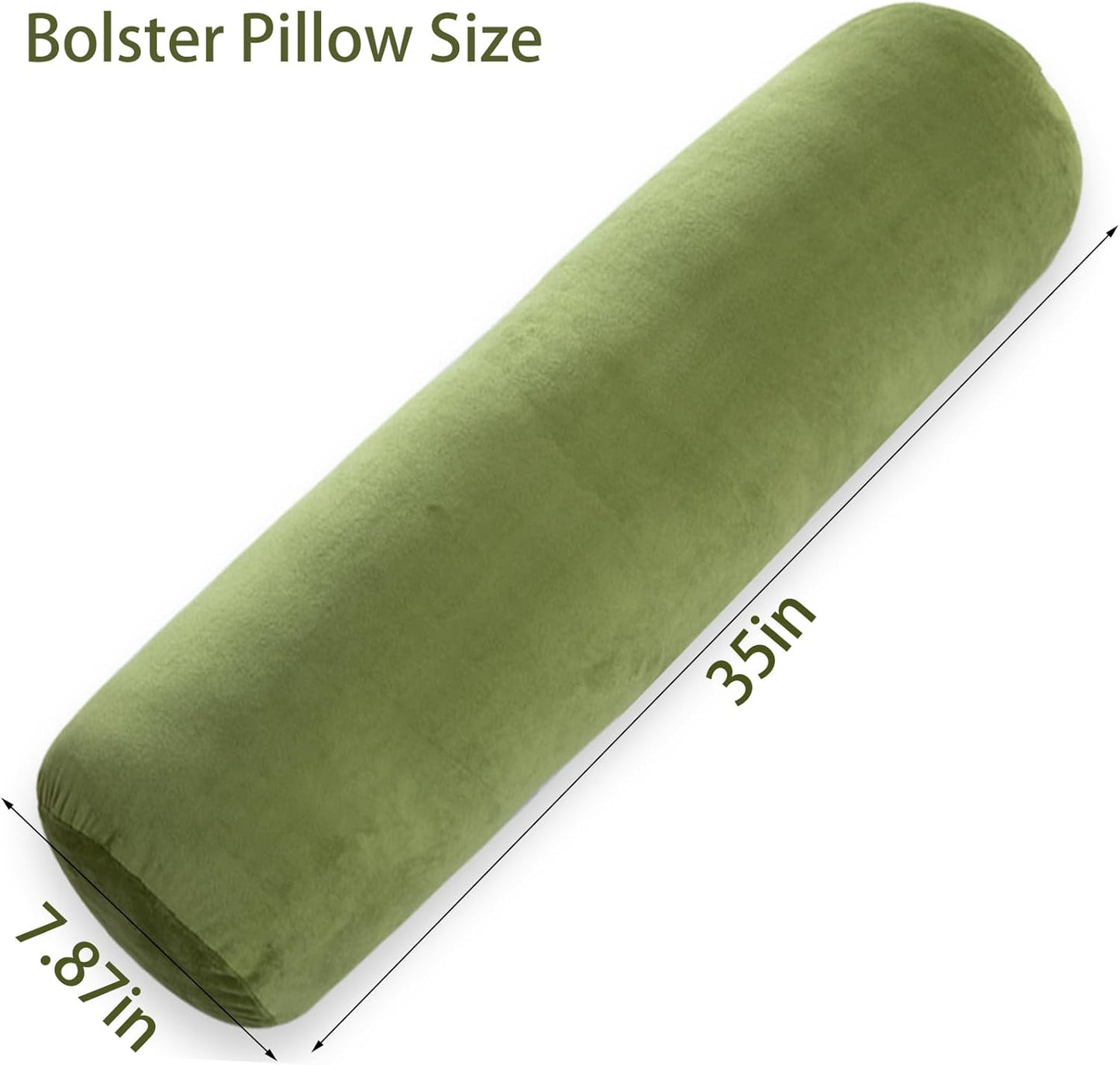 1 MIDDLE ONE Body Pillow for Adults, Bolster Pillow with Removable Velvet Cover, Long Round Cervical Roll Pillow, 47 x 7.87 Inches, Grey