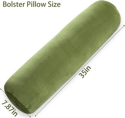 1 MIDDLE ONE Body Pillow for Adults, Bolster Pillow with Removable Velvet Cover, Long Round Cervical Roll Pillow, 47 x 7.87 Inches, Grey