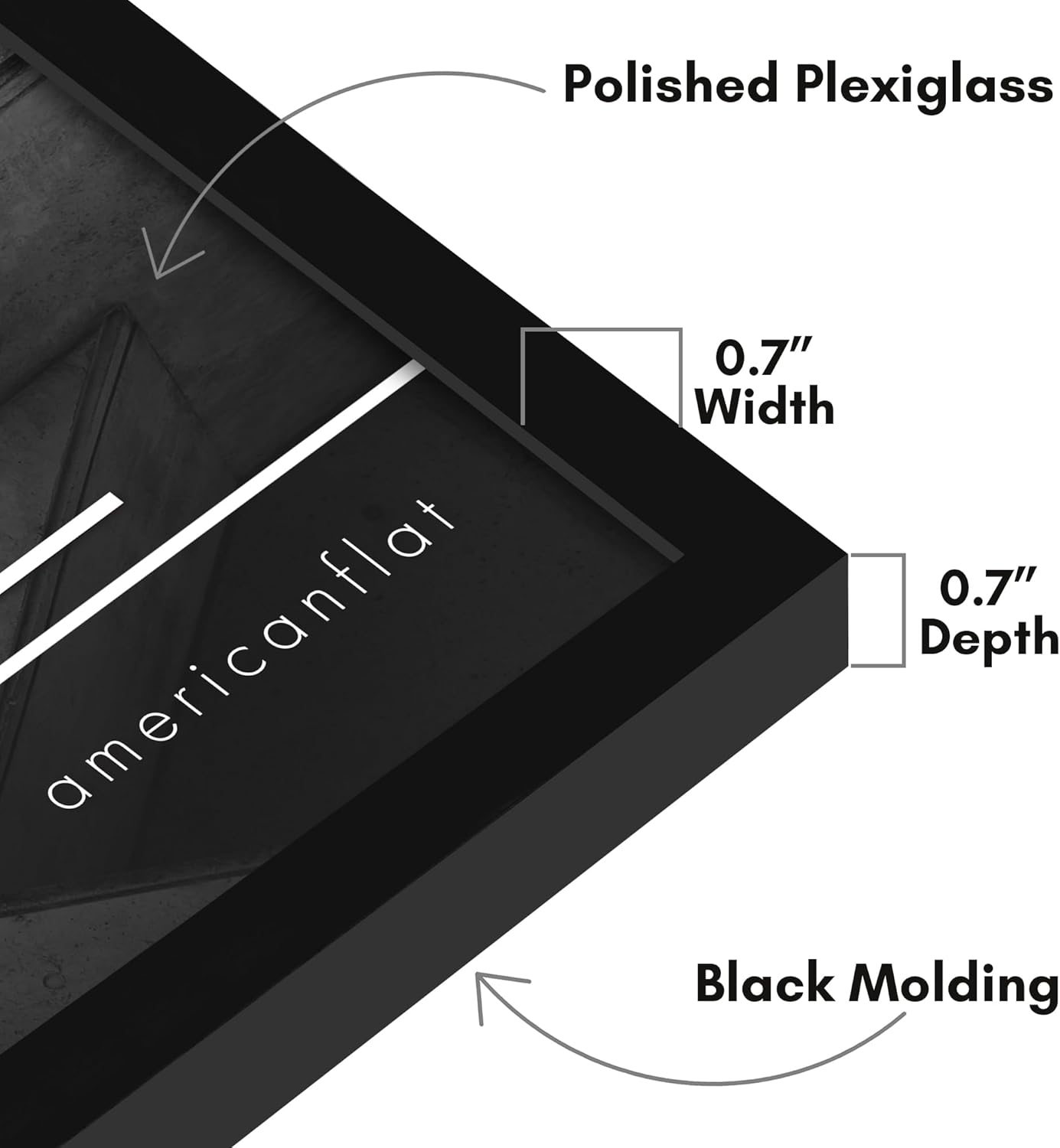 Americanflat 24x36 Poster Frame with Polished Plexiglass - Streamline Collection - Thin Border Picture Frame for Wall Display - Hanging Hardware Included - Black - Colors B