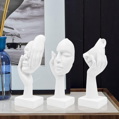 3 Pcs Thinker Statue,Modern Home Resin Sculptures,Collectible Figurines for Home Office Bookshelf Desktop Decor(Black)