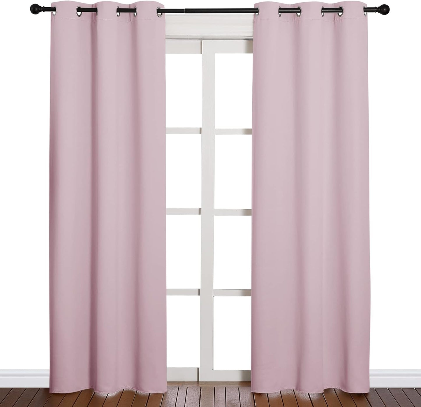 NICETOWN Halloween Pitch Black Solid Thermal Insulated Grommet Blackout Curtains/Drapes for Bedroom Window (2 Panels, 42 inches Wide by 63 inches Long, Black) - Colors B