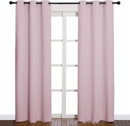 NICETOWN Halloween Pitch Black Solid Thermal Insulated Grommet Blackout Curtains/Drapes for Bedroom Window (2 Panels, 42 inches Wide by 63 inches Long, Black) - Colors B