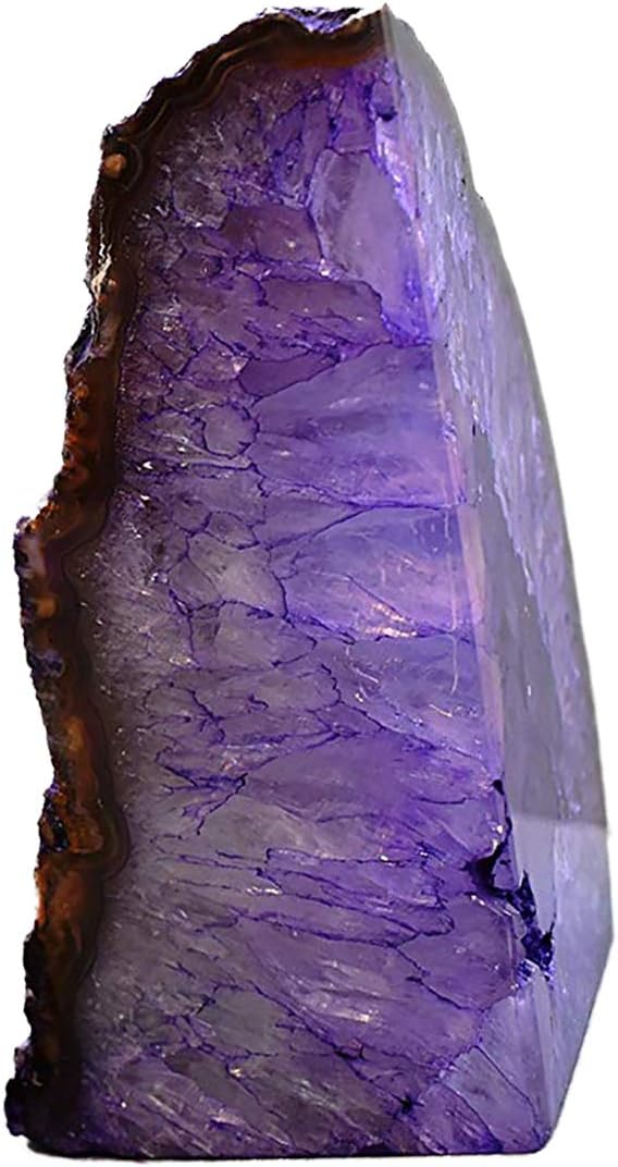 JIC Gem Dyed Blue Agate Bookends Geode Decorative Book Ends for Heavy Books with Rubber Bumpers for Office and Home Decoration Polished Small Size 2 to 3 Lbs